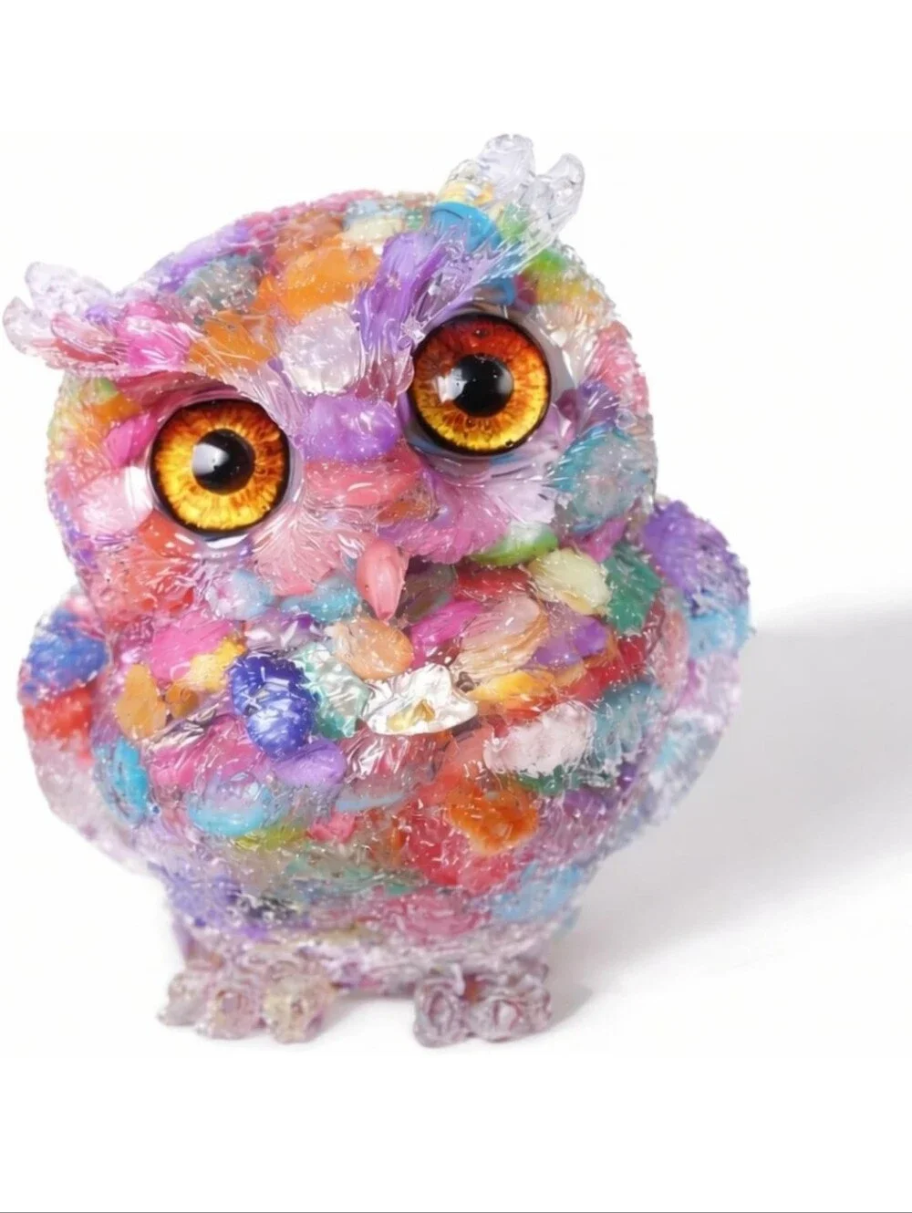 Colorful Multicolor Owl Bird Figurine Decorative Ornament